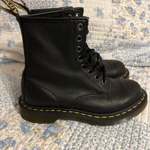 Dr. Martens Black Combat Boots with Yellow Accents